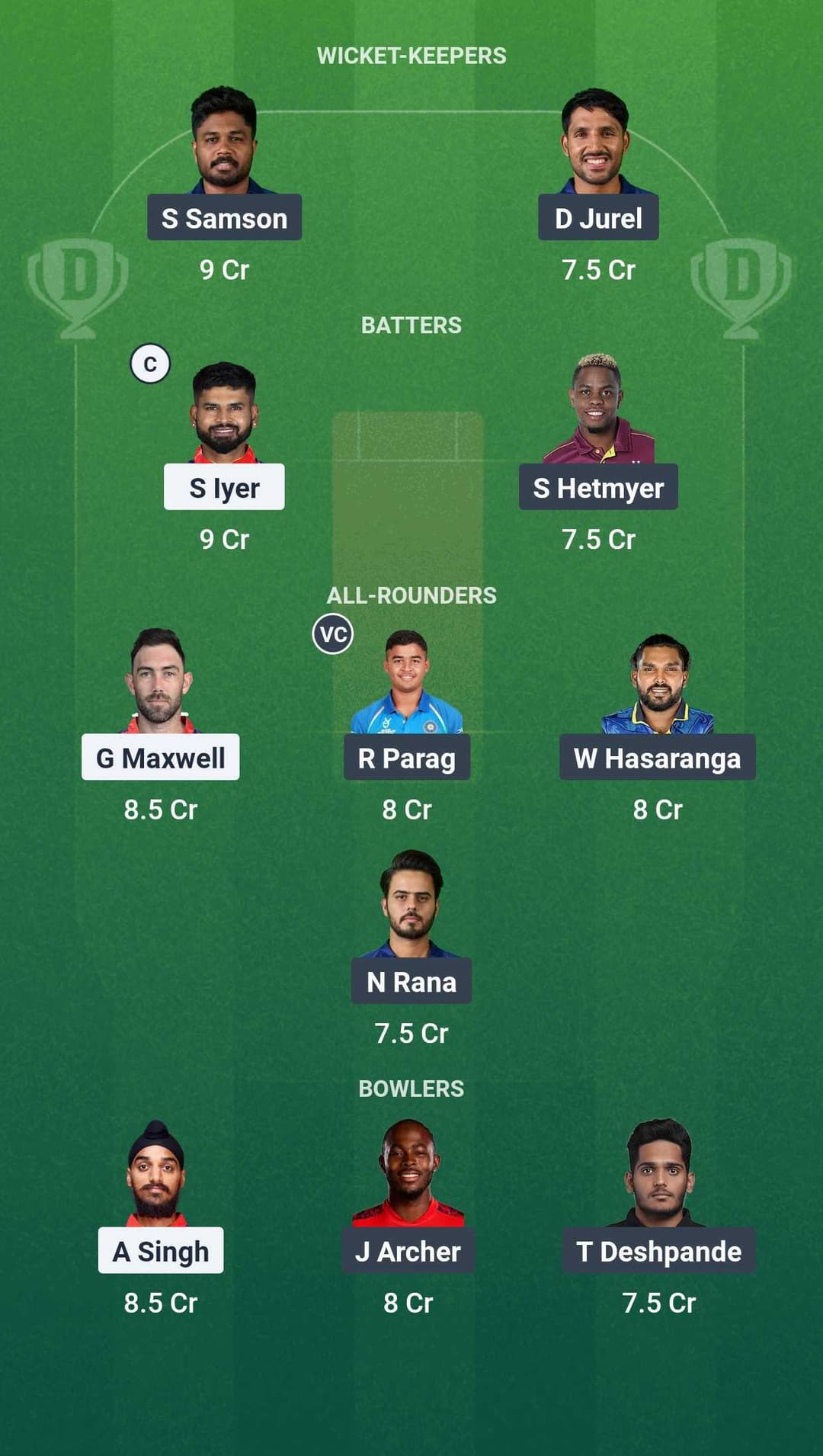 PBKS vs RR Dream 11 Team 